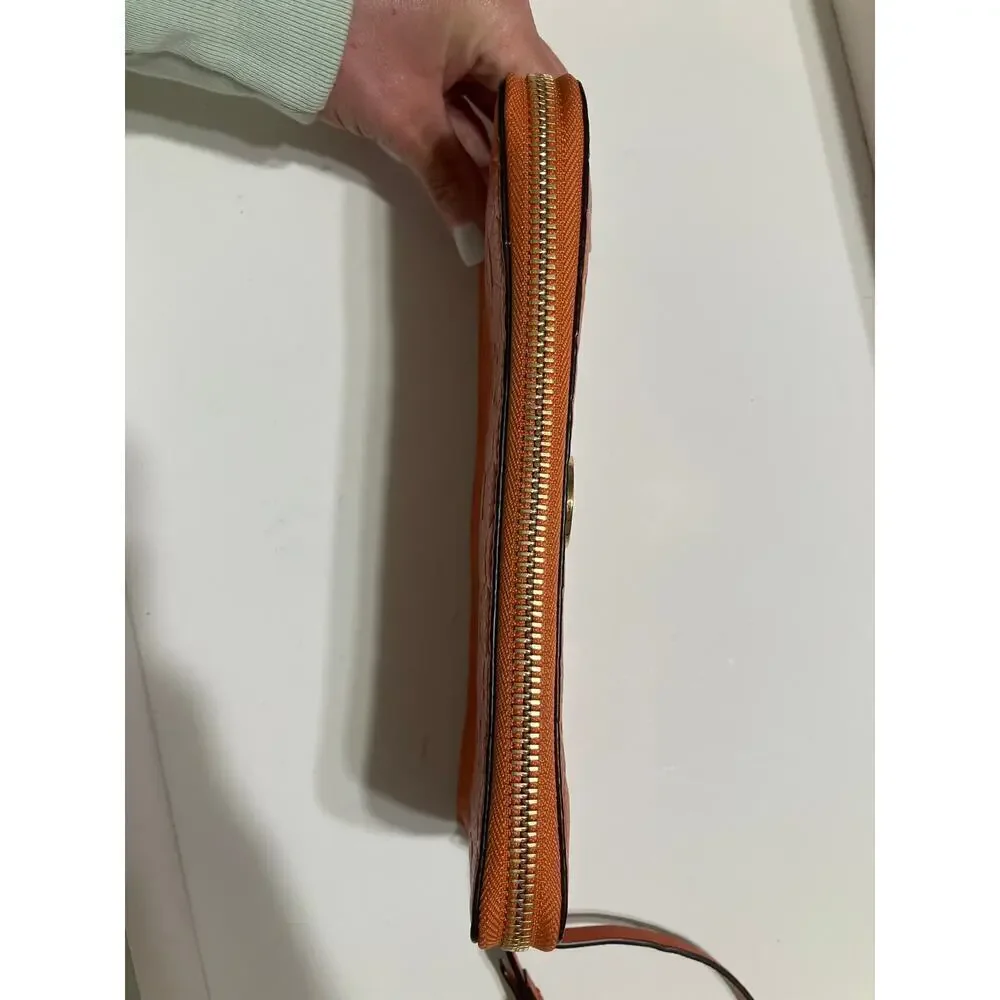 MICHAEL KORS, ORANGE LEATHER SIGNATURE WOMENS LARGE WALLET
